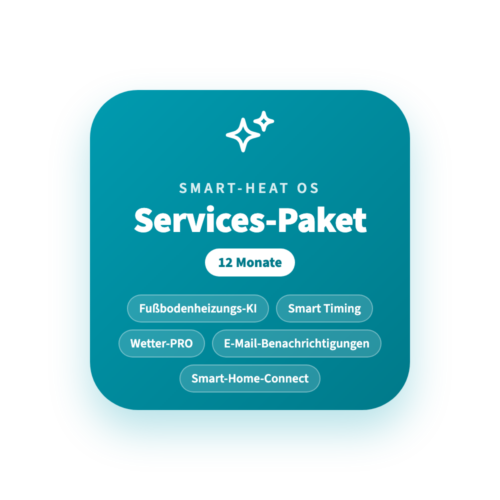 Smart-Heat-OS Services-Paket 12 Monate – Fußbodenheizungs-KI, Smart Timing, Wetter-PRO, E-Mail-Benachrichtigungen, Smart-Home-Connect